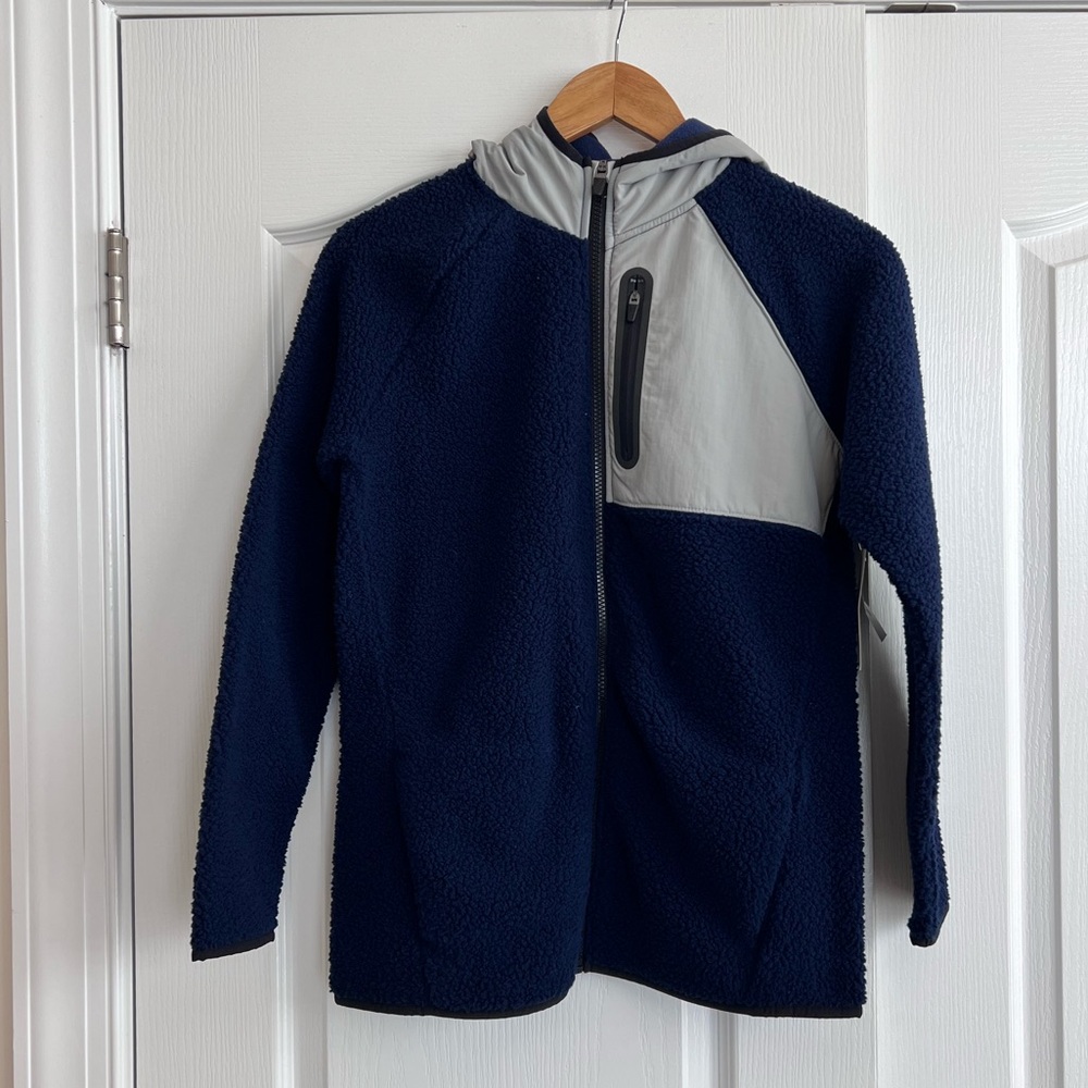 Old Navy Kids Navy and Gray Hooded Fleece Jacket